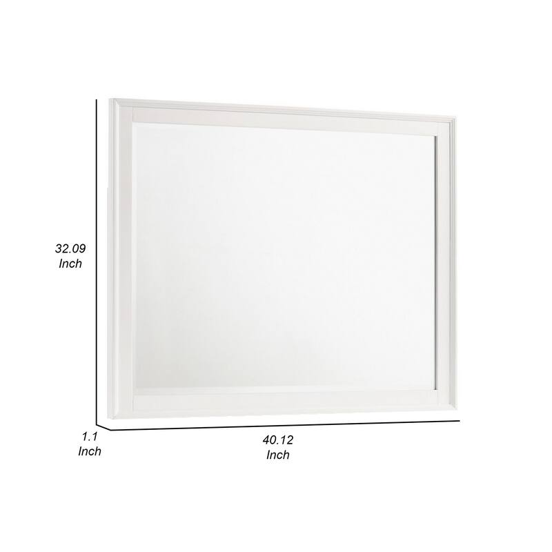 Zavi 32 x 40 Dresser Mirror, Rectangular Shape, Tempered Glass, White