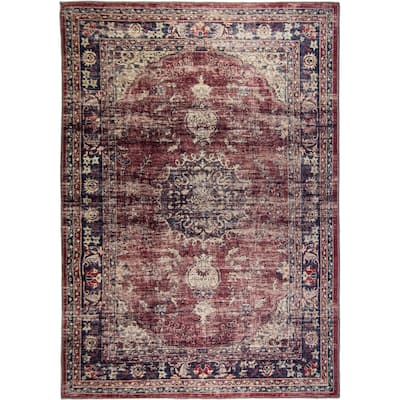 L'Baiet Angeline Red Distressed Machine Washable Rug