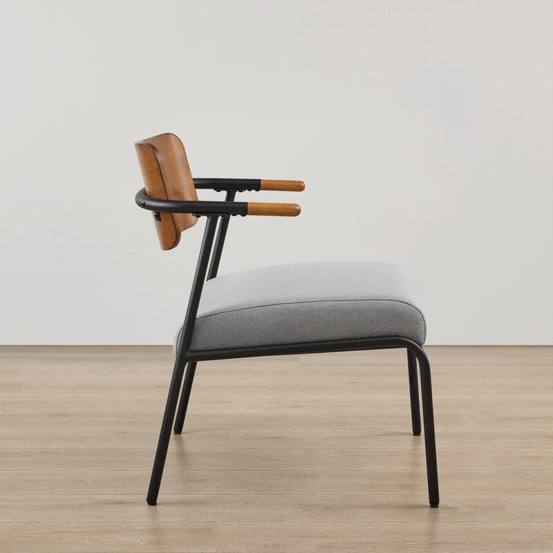 Cassie Upholstered Accent Chair with Metal Frame&Wood Back