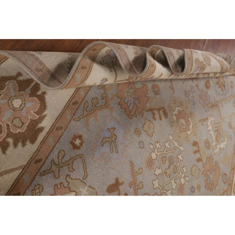 Gray Oushak Indian Area Rug Handmade Wool Carpet - 9'0"x 11'7"