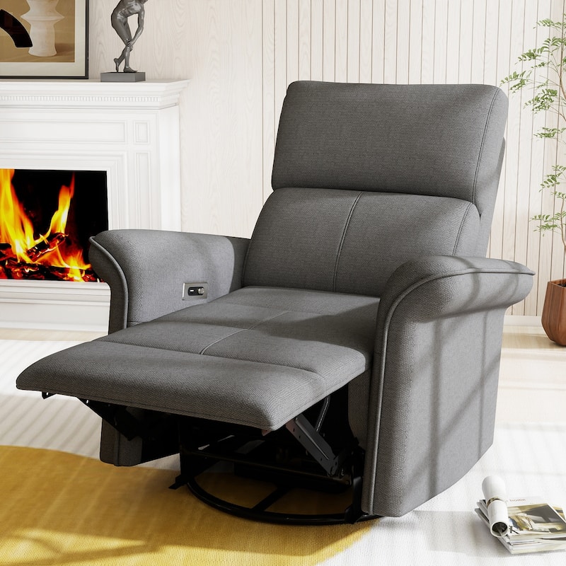 270°Power Swivel Rocker Recliner Chair for Adult,Rocking Glider Nursery Recliner for Small Spaces,Fabric Rocking Chair