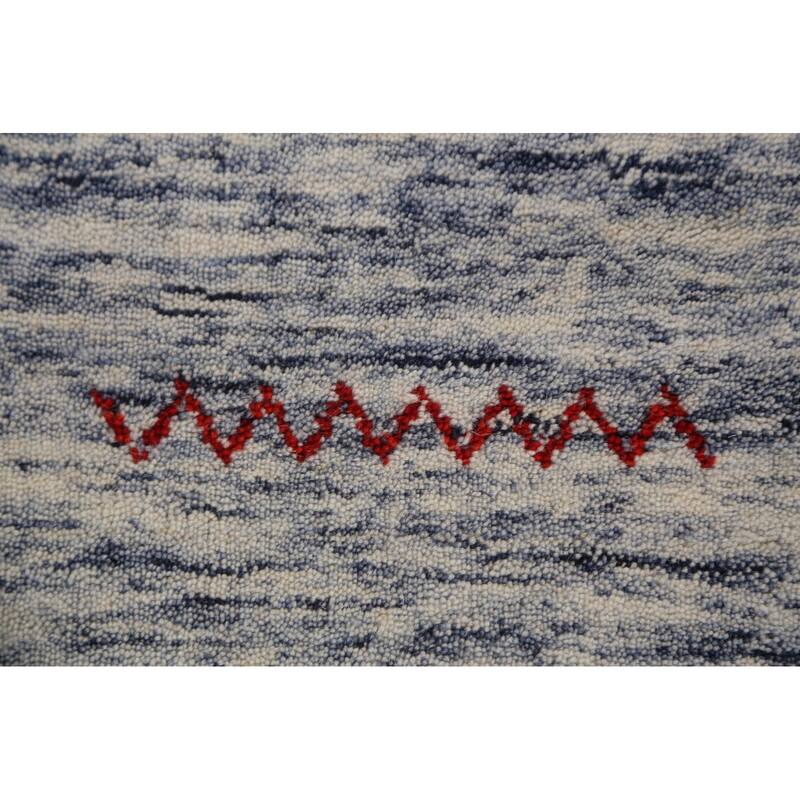 Tribal Striped Gabbeh Oriental Area Rug Hand-Knotted Wool Carpet - 7'10" x 9'7"