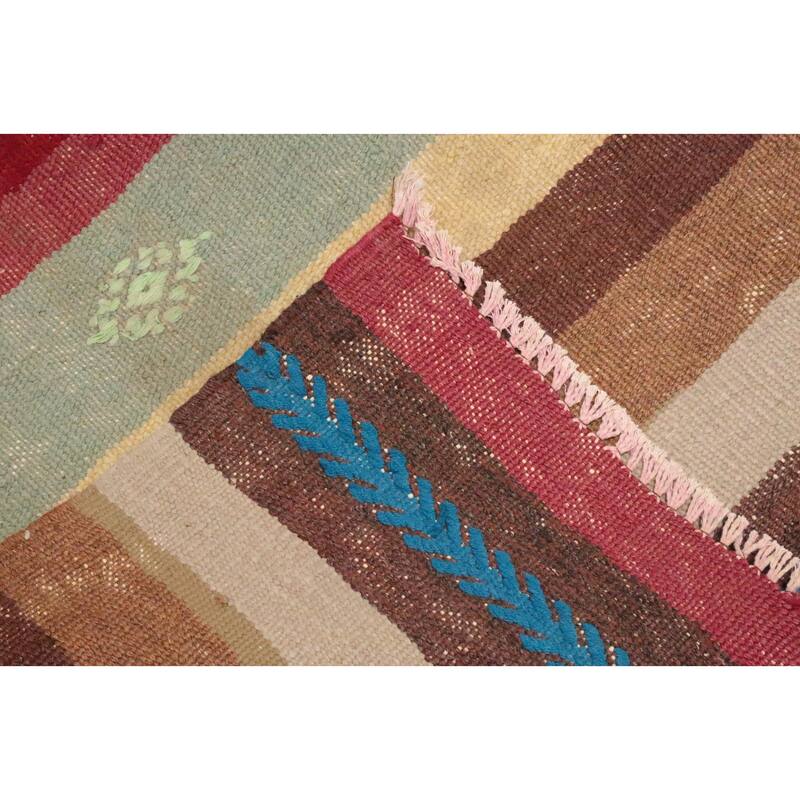 Hand Woven Oriental 100% Wool Carpet Southwestern Tribal Multi-Colored Kilim Area Rug - 8' 0'' X 5' 5''