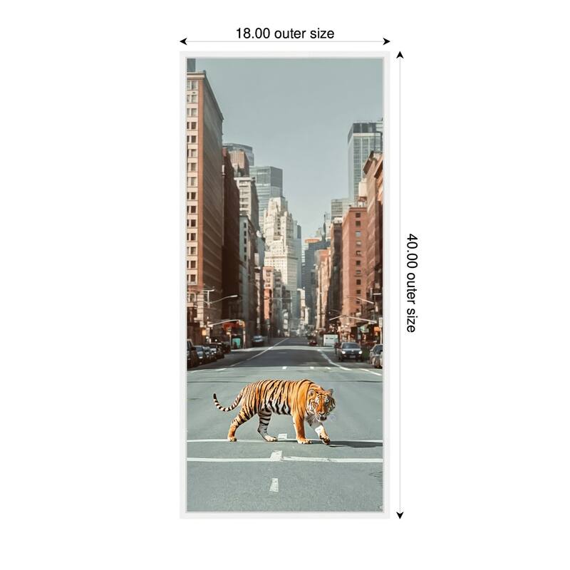 Kate and Laurel Sylvie Urban Tiger in the City Framed Canvas by Michael Schauer