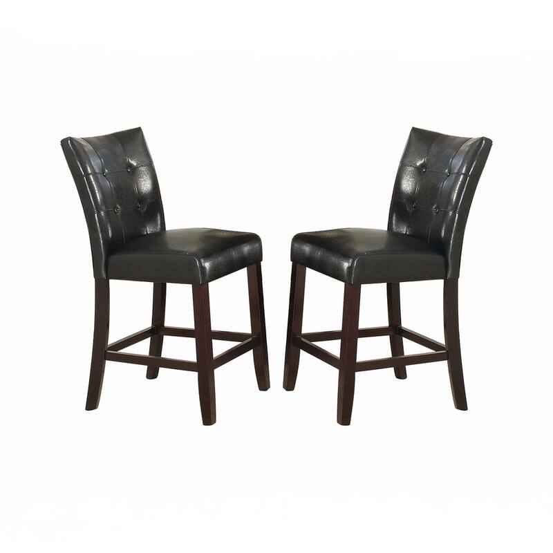 Leather Upholstered High Dining Chair(Set of 2) - Black