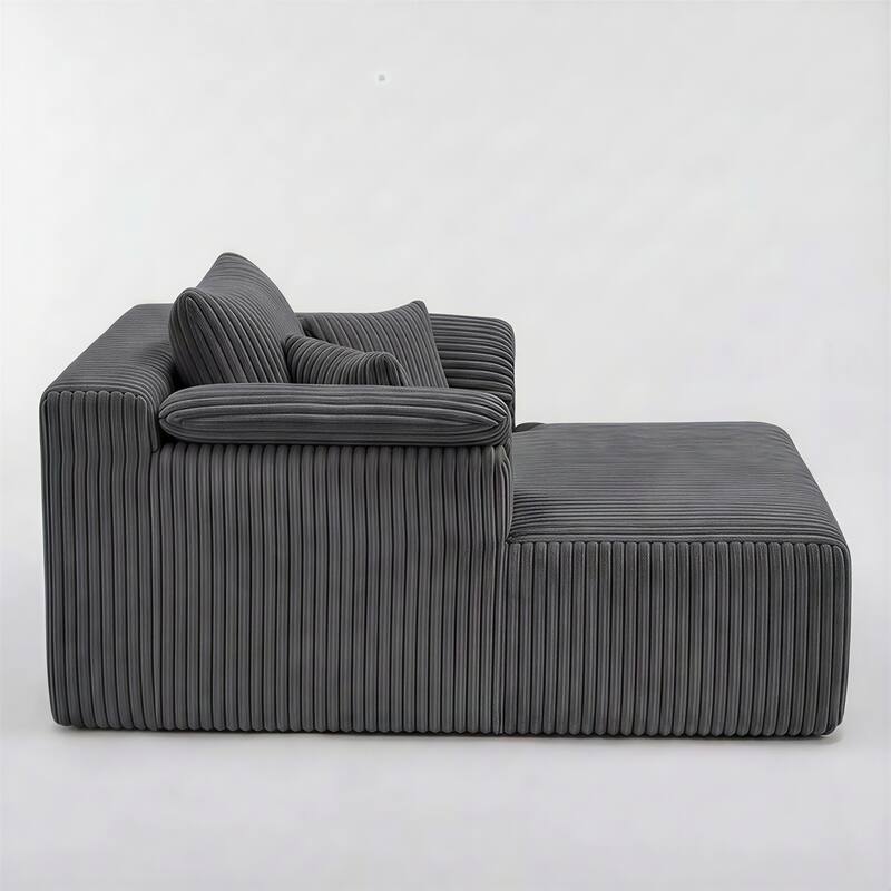 60" Chaise Lounge Chair, Oversized Boneless Corduroy Sofa Bed with Deep Seat, Indoor Sleeper Couch Reading Chair