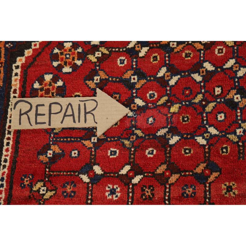 Hand Knotted Oriental 100% Wool Carpet Traditional Geometric Red Shiraz Area Rug - 8' 7'' X 5' 8''