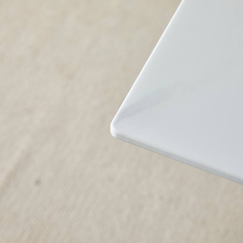 69 Inch Rectangular Dining Table with Marble Texture Glass Top for 4-6 People