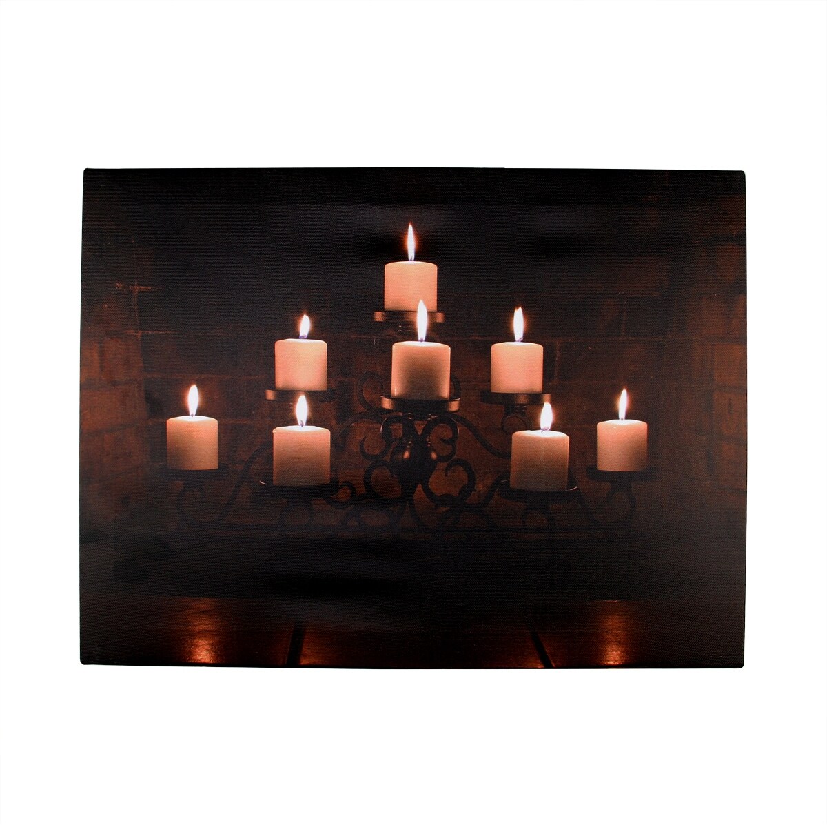 Shop Led Lighted Flickering Rustic Fireplace Candles Canvas Wall