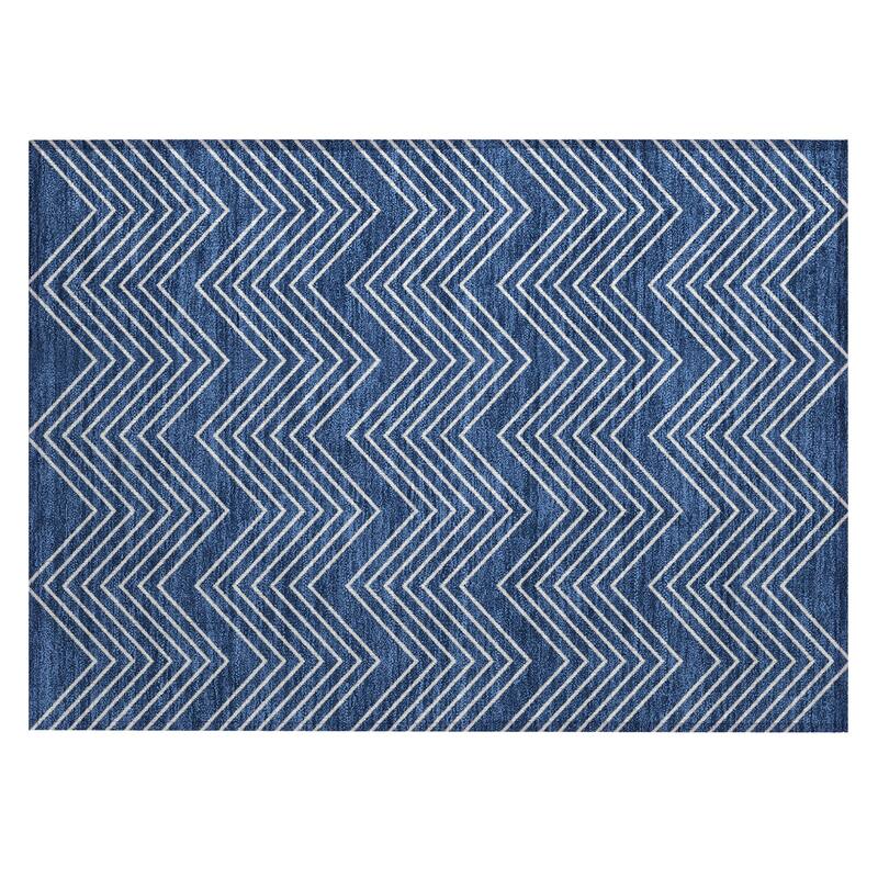Machine Washable Indoor/ Outdoor Modern Chevron Chantille Rug
