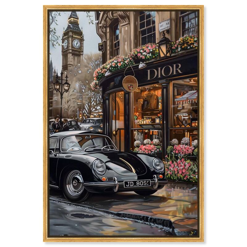 A View of London from the Car Canvas by Art Remedy - Gold - 36" x 54"