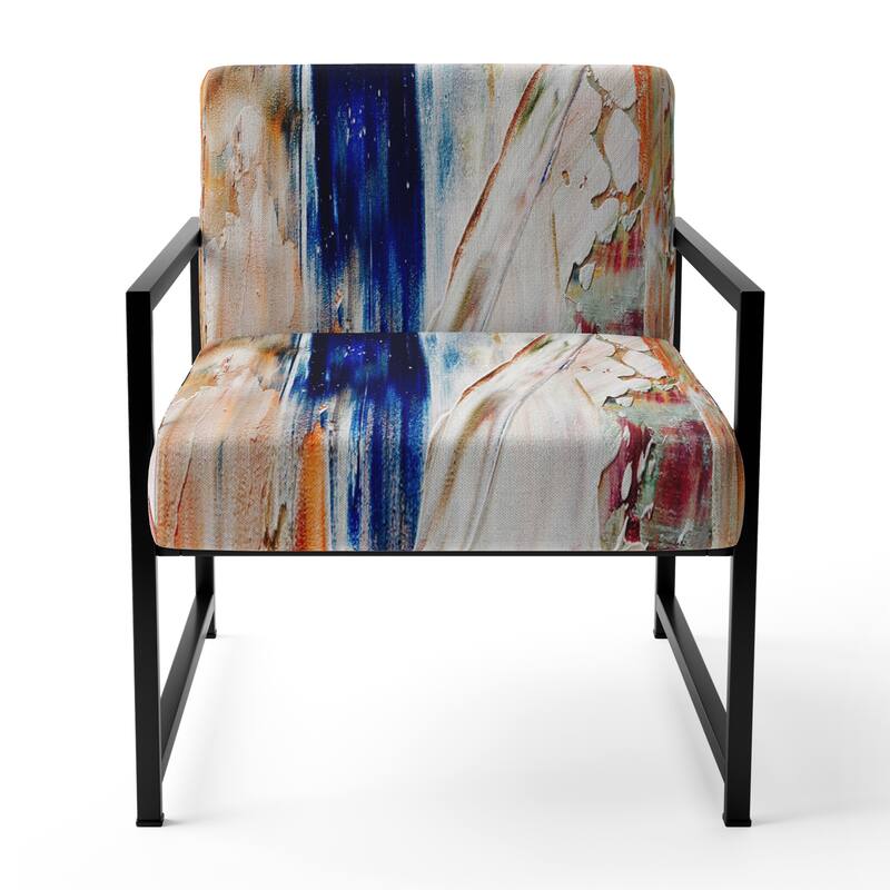 Designart "Colorful Abstract Painting Strokes II" Upholstered Modern Accent Chair and Arm Chair