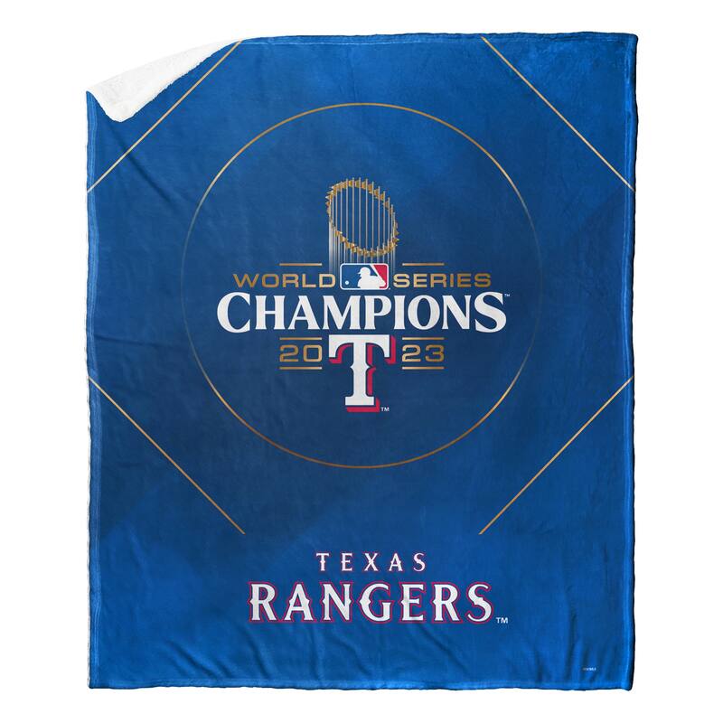 MLB 2023 World Series Champions Glory Texas Rangers Silk Touch Sherpa Throw Blanket