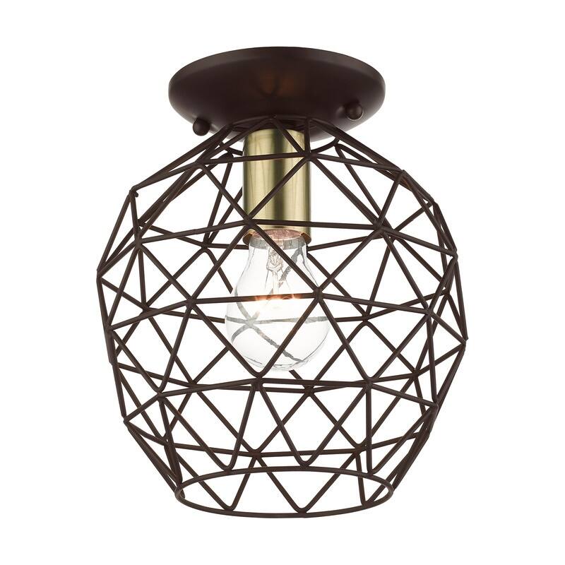 Livex Lighting 1 Light Bronze Flush Mount, 46598-07 - 8" Dia x 9.25" H