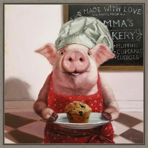 Pinkies Bakery (Pig) by Lucia Heffernan Framed Canvas Art