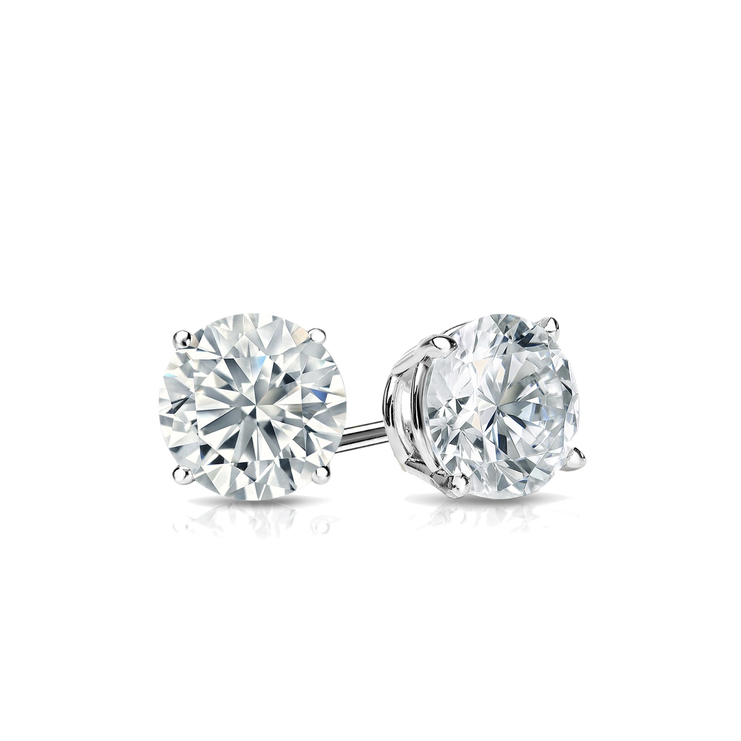 Auriya Lab Grown Round 4-Prong Diamond Stud Earrings 2.00 to 10.00 ct. tw. Push-Back (D-E VVS)