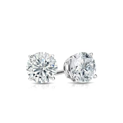 Auriya Natural Round 4-Prong Diamond Stud Earrings 1.00 to 3.00 ct. tw. Push-Back (H-I SI)
