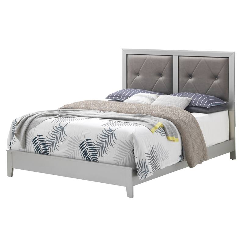 Elegant Transitional Full Bed in Silver Champagne Finish - Champagne