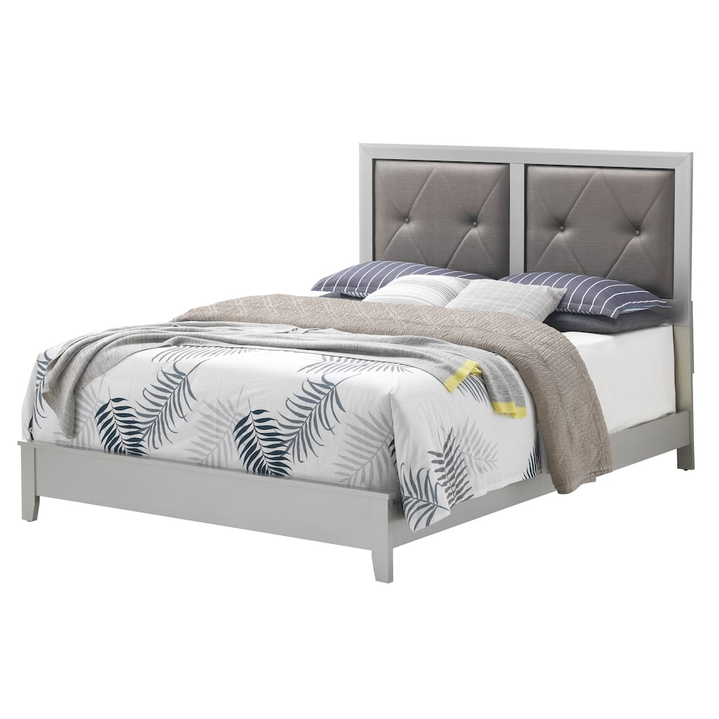 Elegant Transitional Full Bed in Silver Champagne Finish