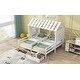 preview thumbnail 3 of 7, Twin Size House Platform Beds with Two Drawers, Combination of 2 Side By Side Twin Size Beds