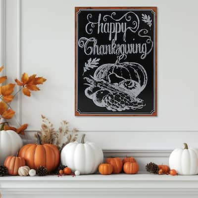 Happy Thanksgiving Chalkboard Framed Wall Art - 14"