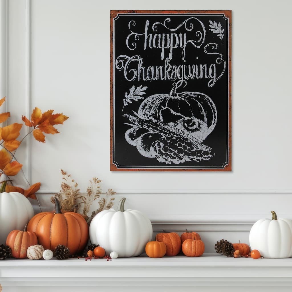 Happy Thanksgiving Chalkboard Framed Wall Art - 14"