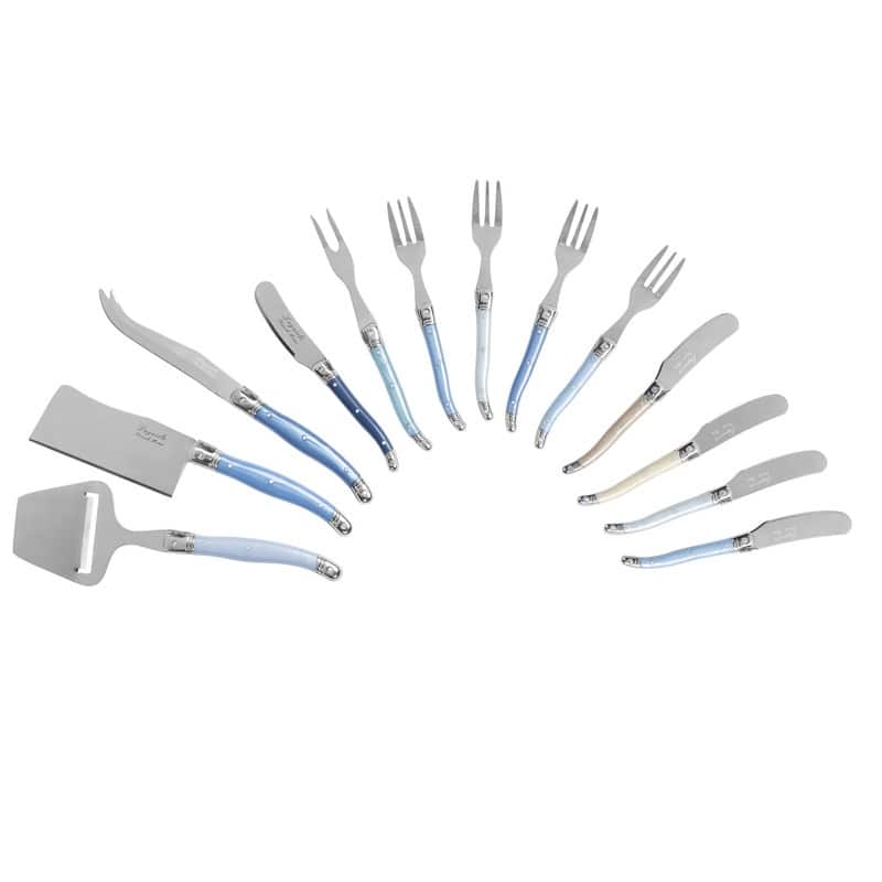 French Home Ultimate 13-Piece Laguiole Charcuterie Set with Shades of Blue Handles