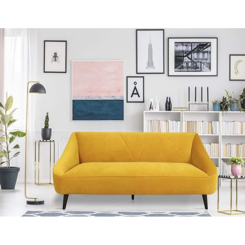 Baylee Solid Wood Upholstered Sofa,Yellow - Yellow