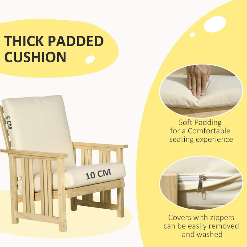 2 Piece Cushioned Outdoor Sofa Chair with Footrest