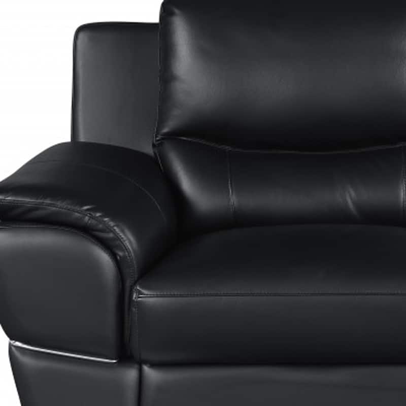HomeRoots Two Piece Indoor Black Genuine Leather Five Person Seating Set