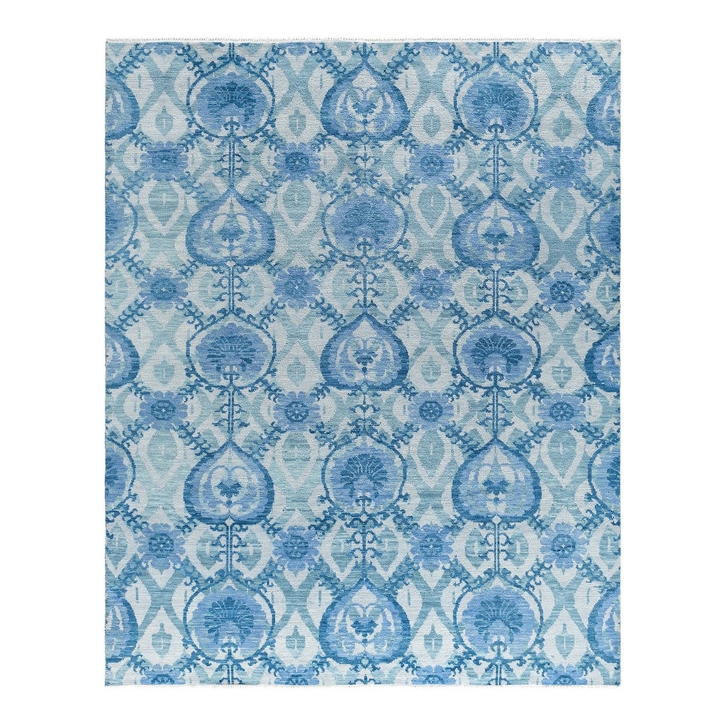 Modern One-of-a-Kind Hand-Knotted Area Rug - Ivory, 9' 1" x 12' 3" - 9' 1" x 12' 3"