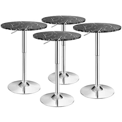Costway 4PCS Round Bistro Bar Table Height Adjustable 360-degree - See details