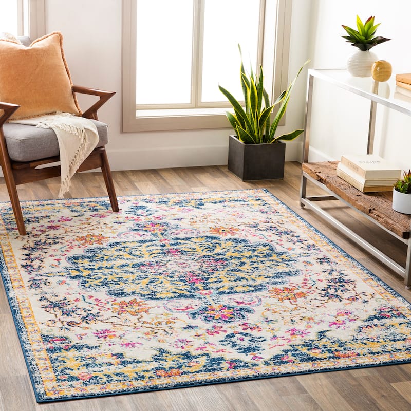 Livabliss Zimmer Distressed Boho Medallion Area Rug