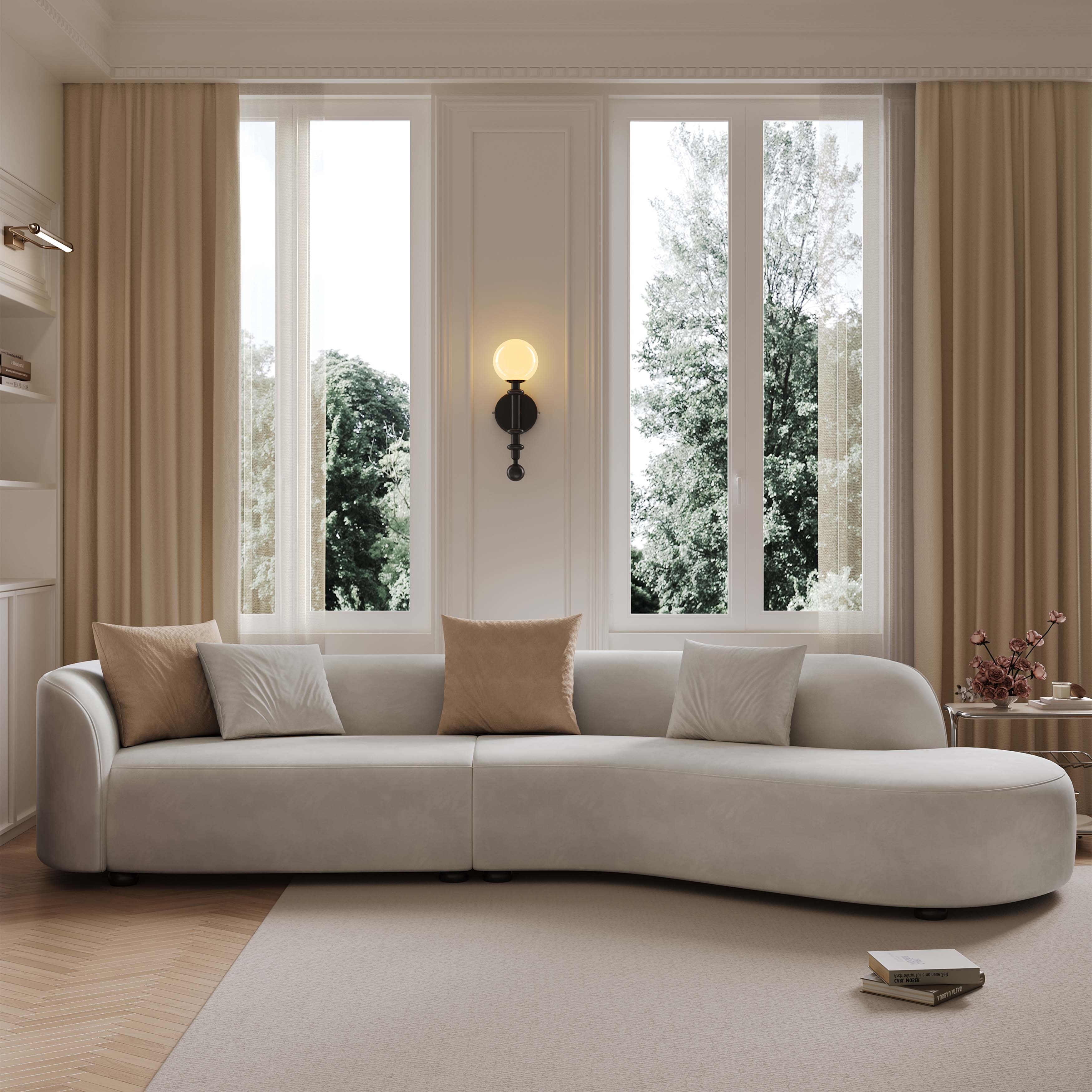 Modern Curved Sofa sized 131inches Sleeper Sofa Comfy Lounge Sofa White