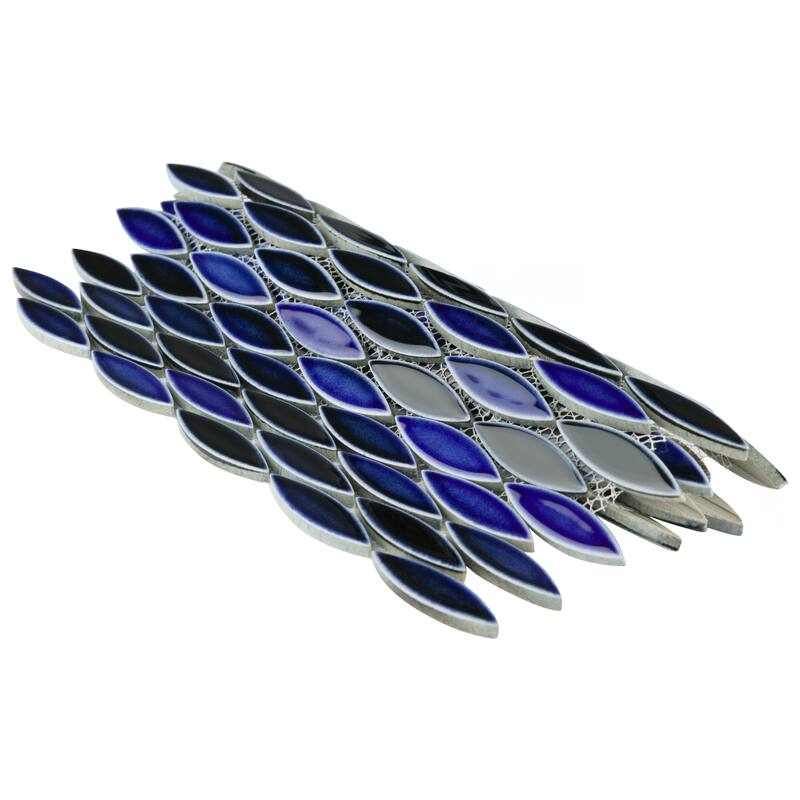 Merola Tile Pescado Glossy Azul 12" x 12-1/2" Porcelain Floor and Wall Tile