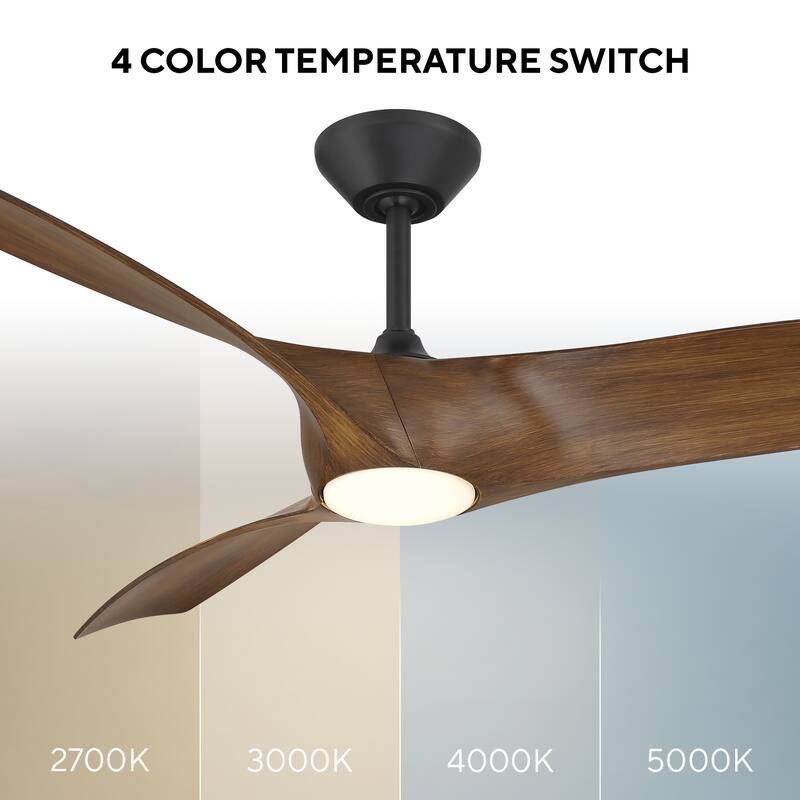 Zephyr 72" 3-Blade Indoor/Outdoor Smart Fan in Graphite Weathered Wood w/ Selectable LED (2700K-5000K) & Remote