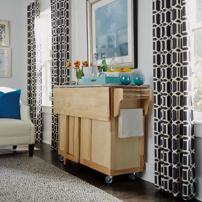 Homestyles General Line Mobile Kitchen Cart with Stainless Steel Top and Drop Leaf