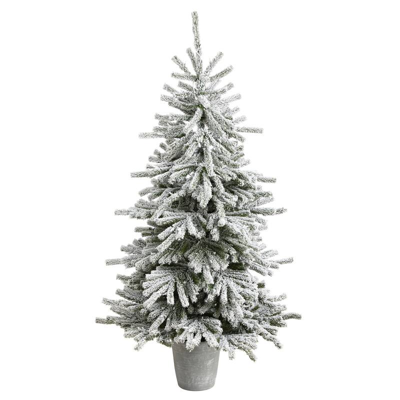 6Ft Artificial Christmas Tree with Lights & Planter - Pine Tree Holiday Decor - Green - 72