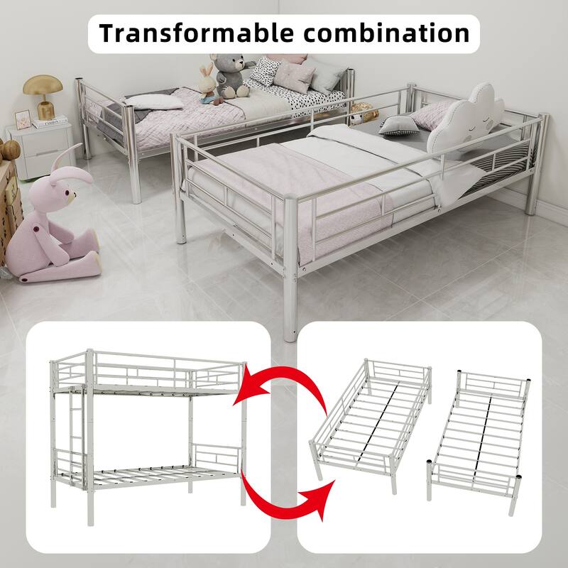 Twin Over Twin Metal Bunk Bed for Kids Boys Girl