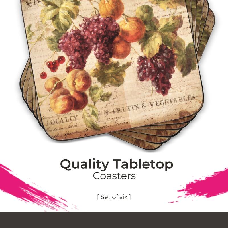 Pimpernel Set of 6 Abundant Fall Coasters - 4 Inches Sq.