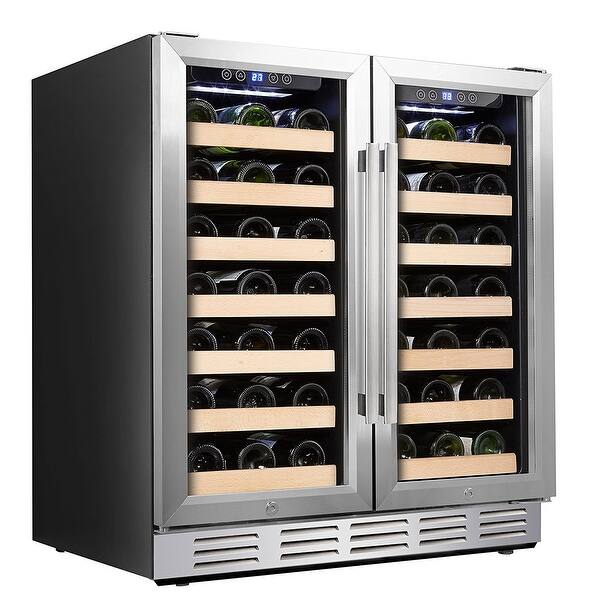 Shop Kalamera 30 Built In 6 0 Cu Ft 66 Bottle Dual Zone Wine Cooler Overstock 17682871