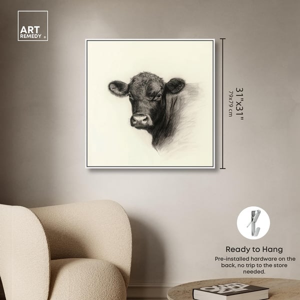 dimension image slide 12 of 24, Darkness in Detail of Cow Canvas Animal Art Prints by Art Remedy
