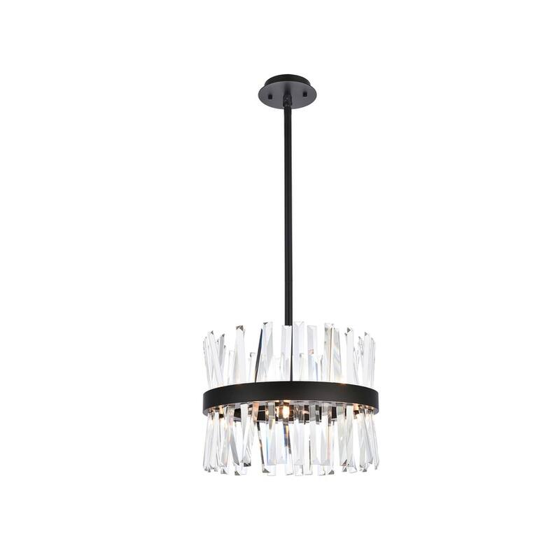 Indigo Home 16 inch crystal round pendant light - Black