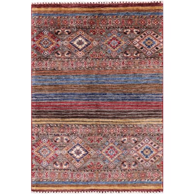 Golden Nile Khorjin Persian Gabbeh Handmade Wool Rug - 2' 8" X 3' 9"