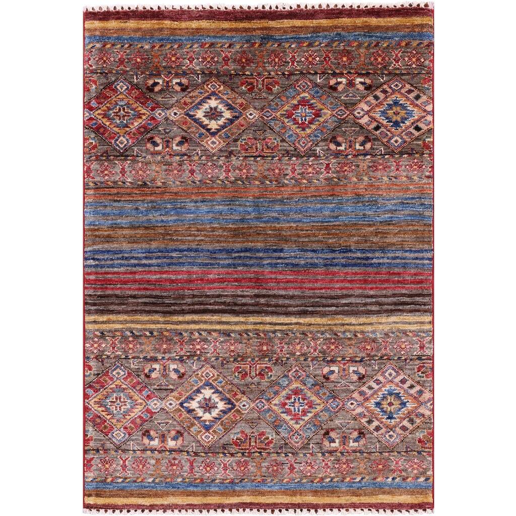 Golden Nile Khorjin Persian Gabbeh Handmade Wool Rug - 2' 8" X 3' 9"
