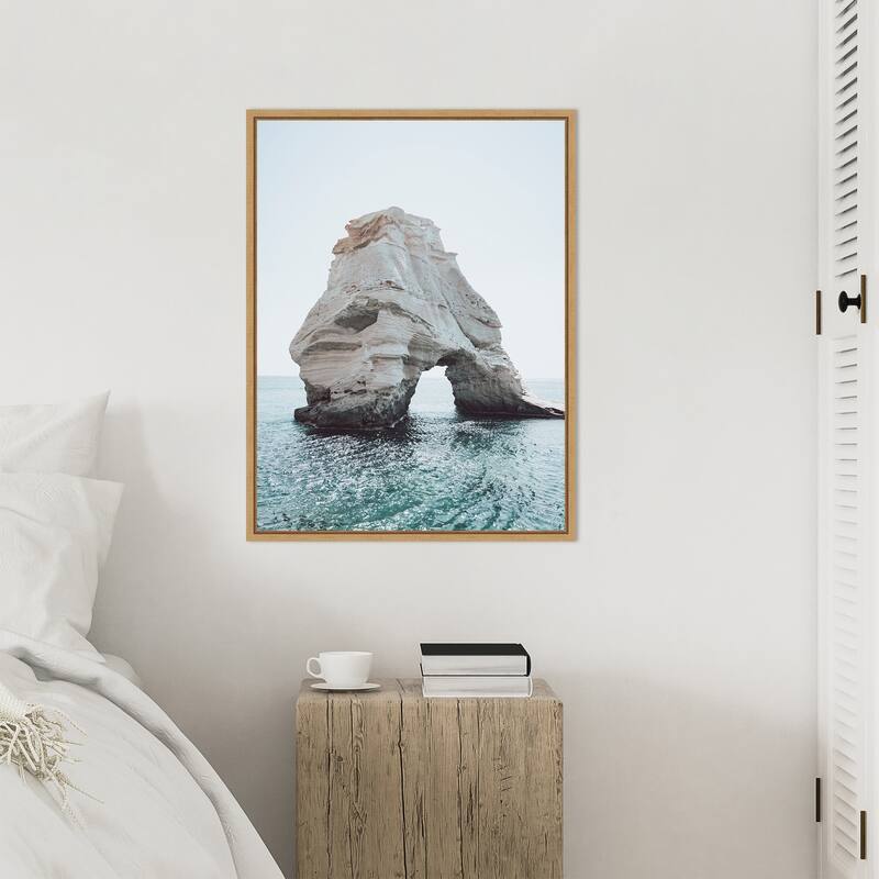 Rock of Solitude Milos by Bella Eve Framed Canvas Wall Art Print - Sylvie Natural