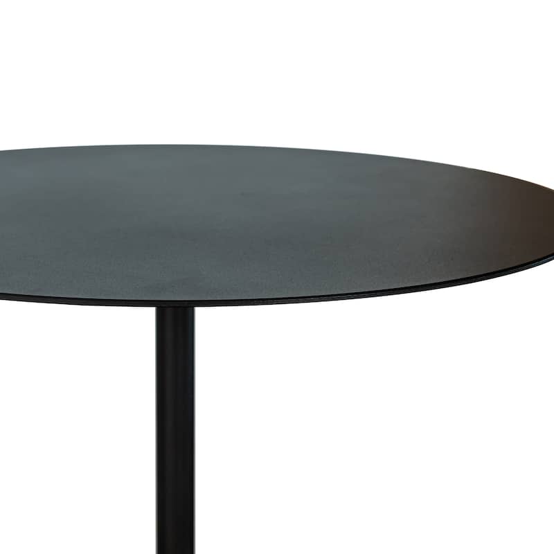 Modern Metal Single Round Black Coffee Table With Marble Base End&Side Table Size 18"W - 18" x 24"