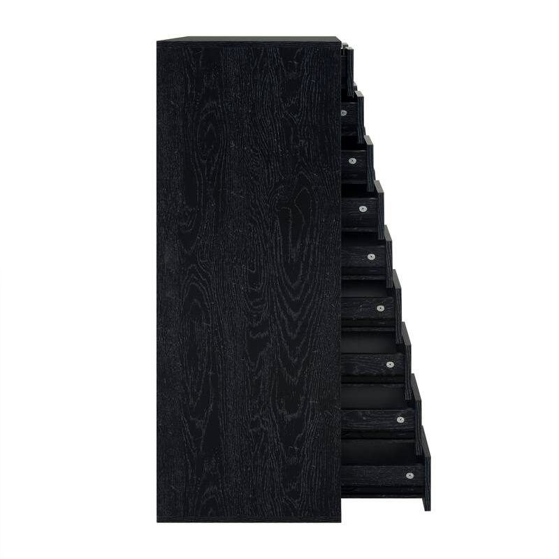Narrow Wooden 9-Drawer Cabinet with Smooth-Glide Drawers and Top Storage Shelf