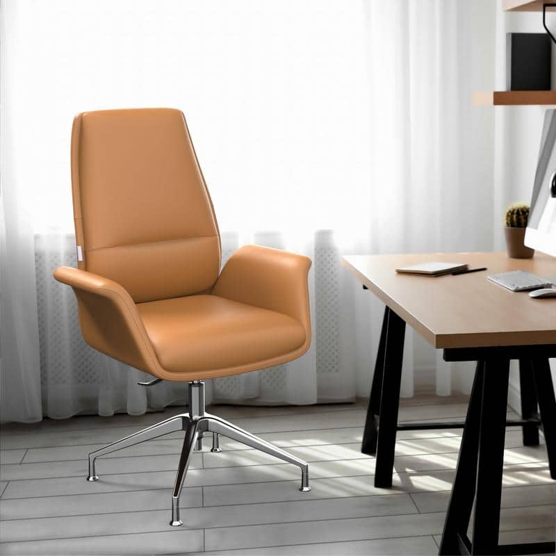 Summit Series Leather Office Chair with Aluminum Frame, Adjustable Height, Swivel, Sponge Cushion, Easy-Clean Design