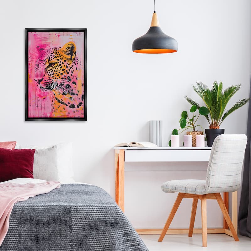 Stupell Vibrant Purple & Orange Cheetah Framed Floater Canvas Wall Art Design By LSR Design Studio
